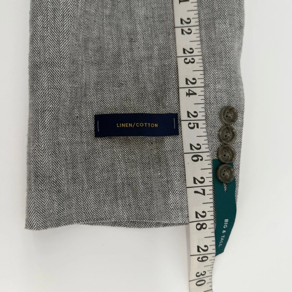 Stafford Sport Coat Mens 54 Long Grey Herringbone Linen Cotton Blazer Big & Tall